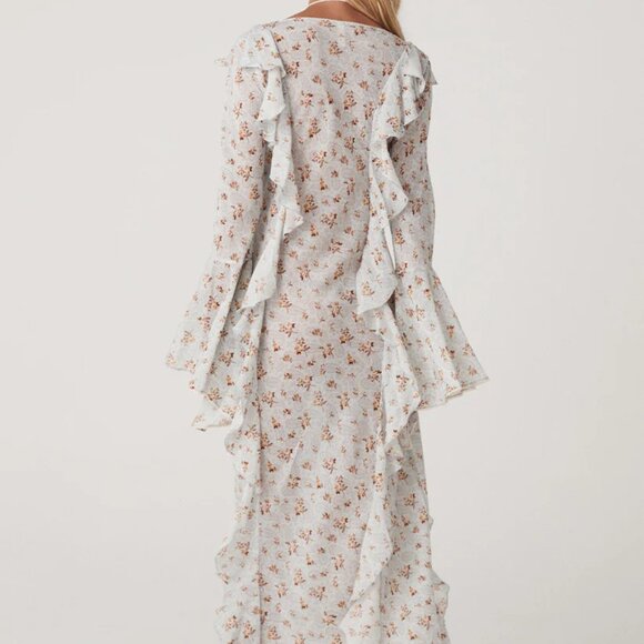 SPELL Gypsy NWOT Fleur Frill Bias Maxi flowy dress In Teapot Blue M - Picture 10 of 16